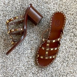 Ash Playa Studded Leather Heeled Sandals